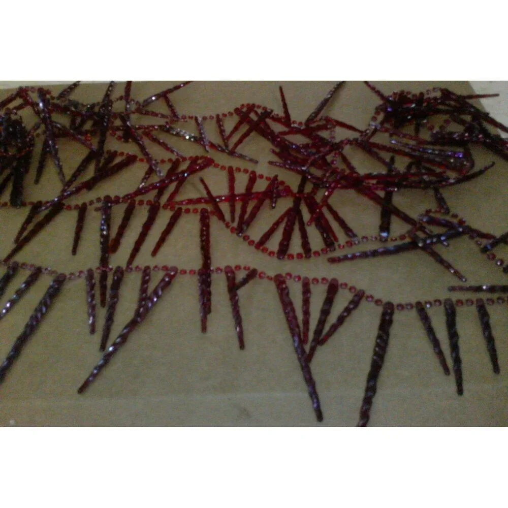 Vintage Bradford Decorative Garland for Christmas ICICLES  RED Color Plastic